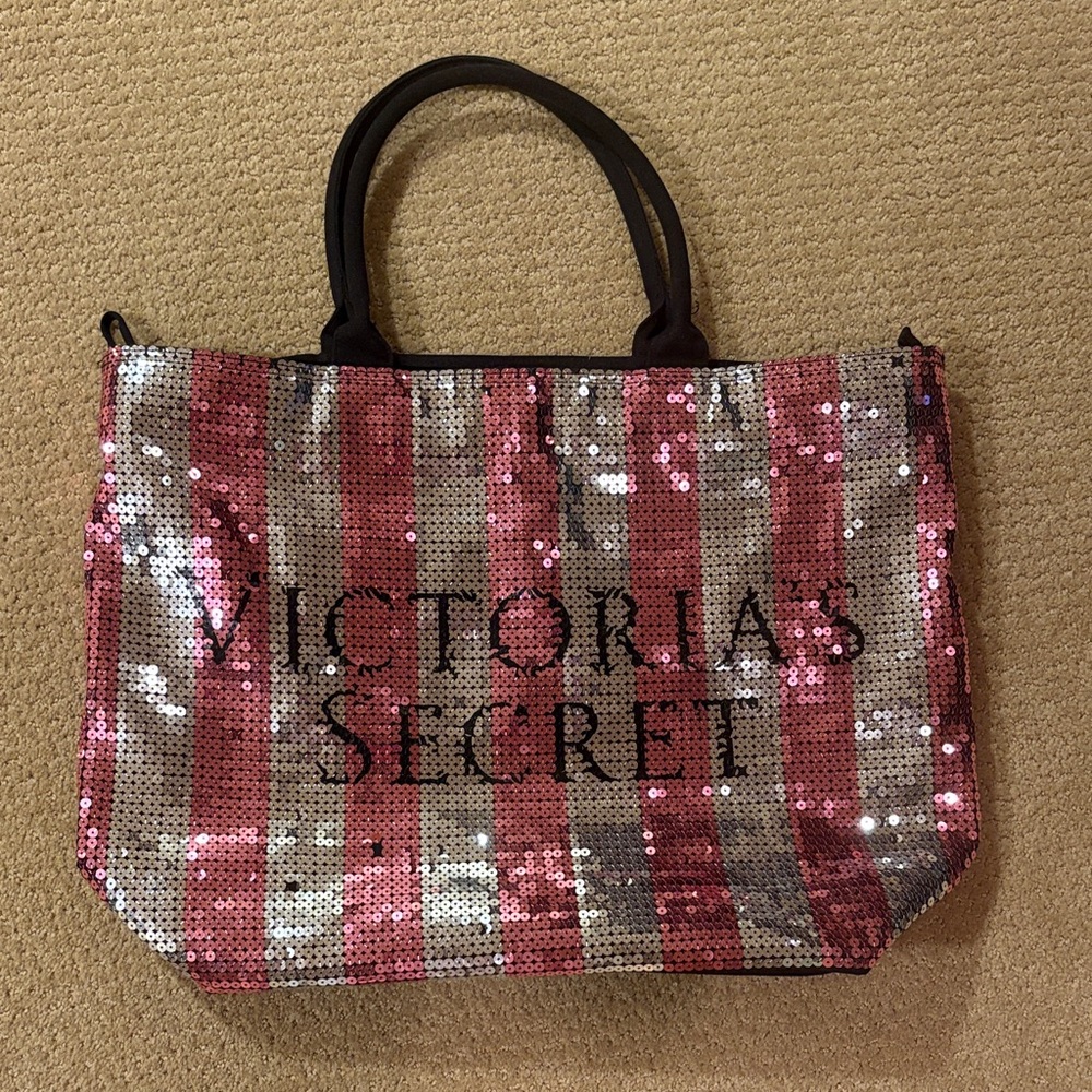 Victoria's Secret Pink and Silver Sequin Tote Bag